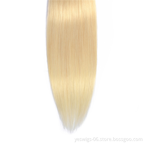 613 Blonde Straight Human Hair 4x4 Lace Closure Brazilian Human Hair Extensions Virgin Cuticle Aligned Hair